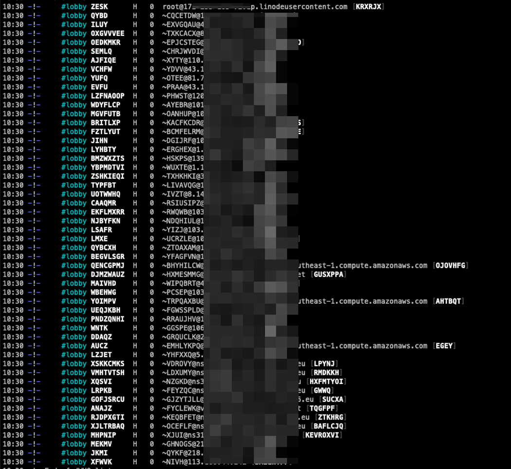 Compromised hosts in an IRC channel