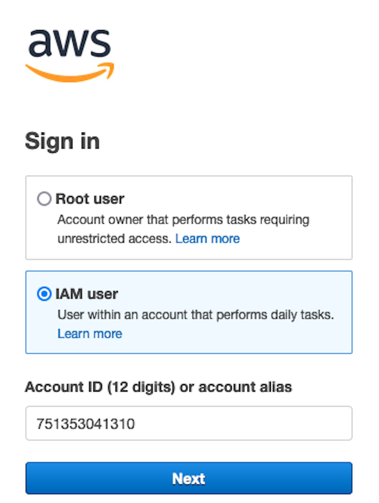 Logging in to the AWS Console
