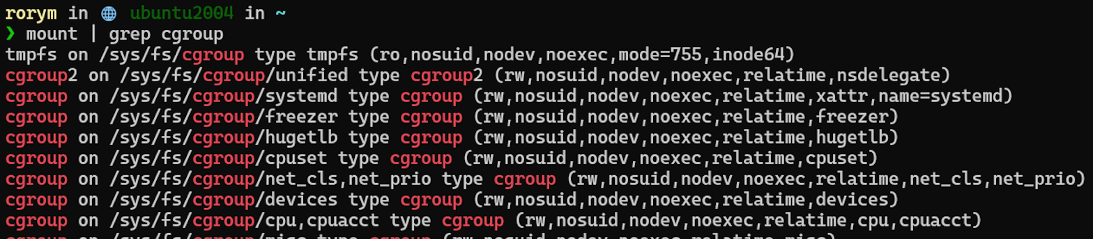 cgroup mount list - Ubuntu 20.04
