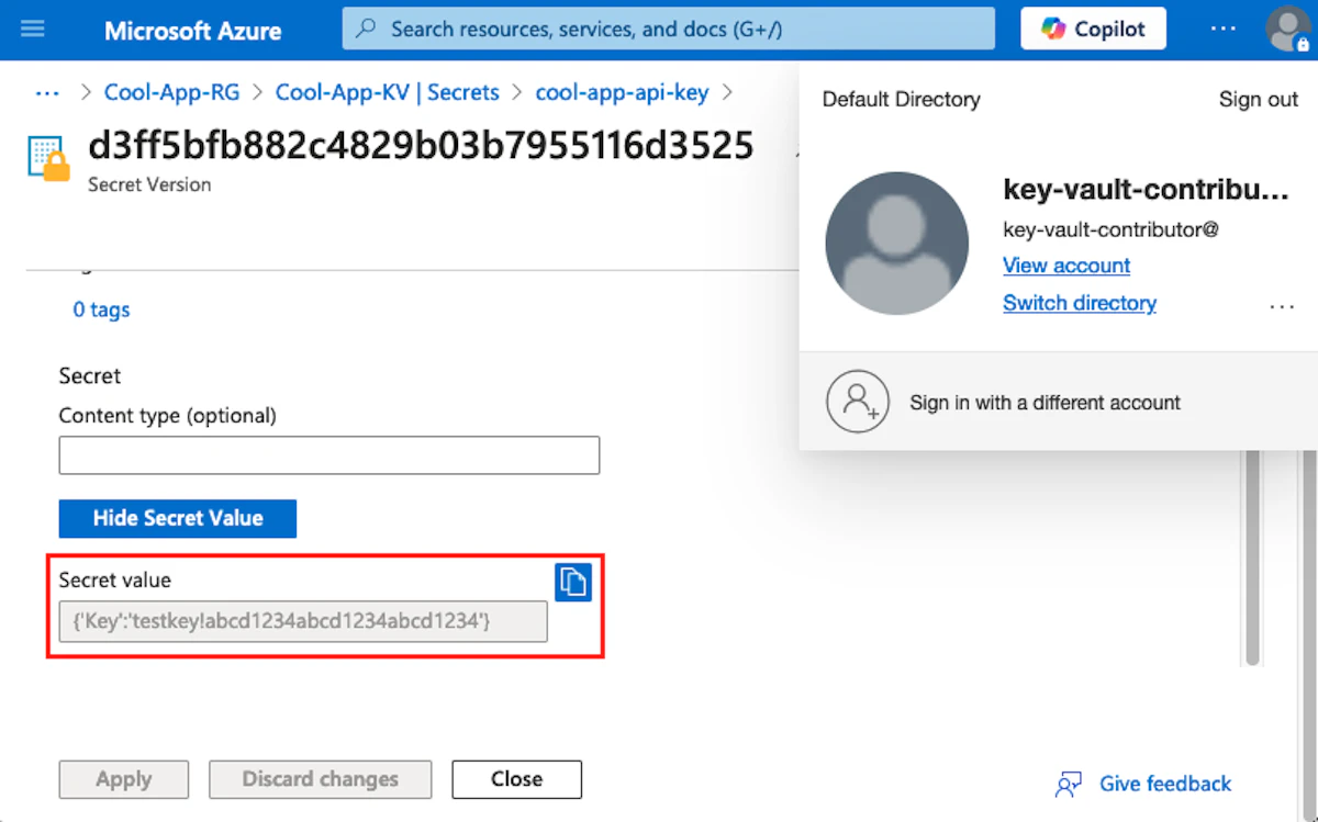 Escalating privileges to read secrets with Azure Key Vault access