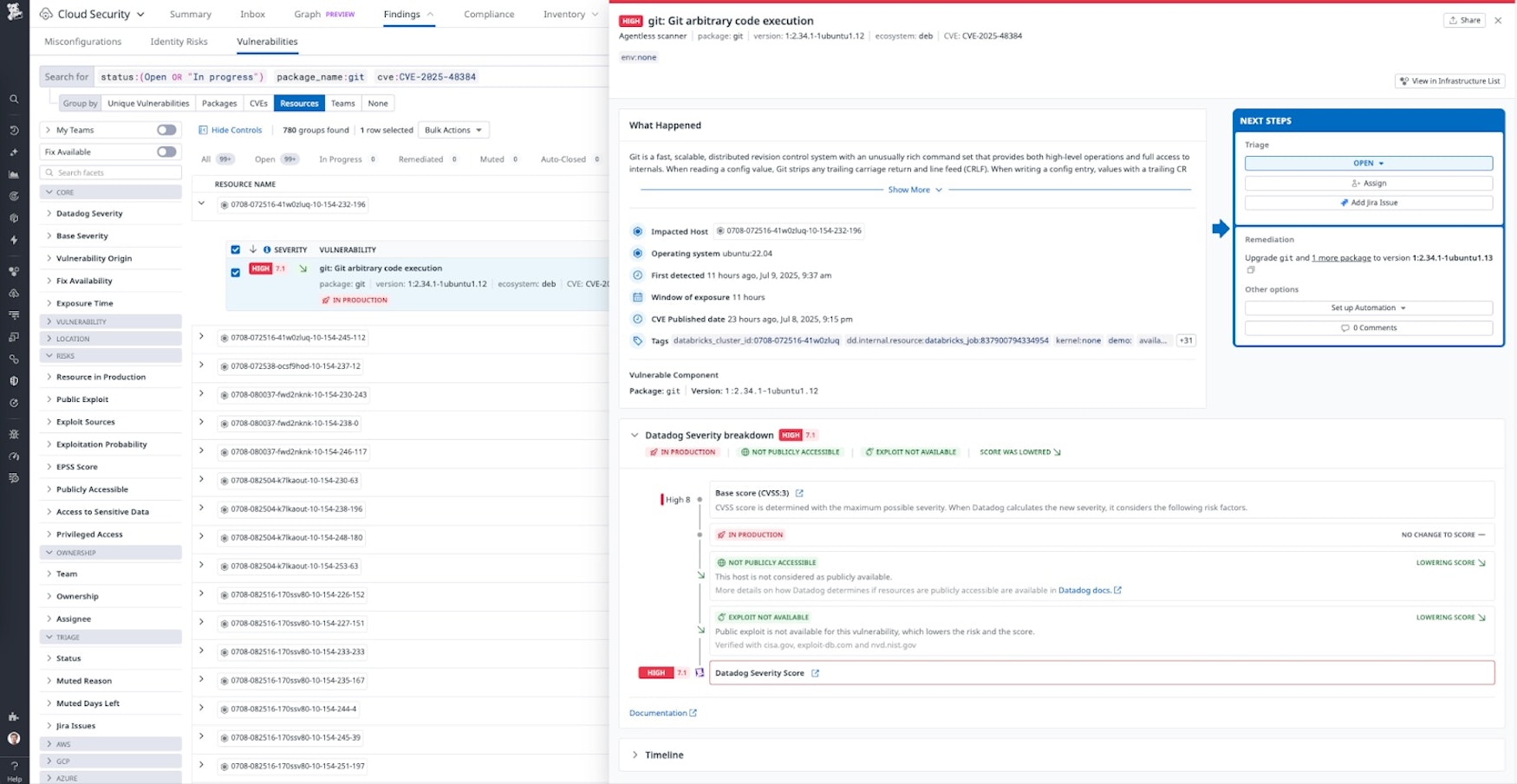 Screenshot of the query in Cloud Security (click to enlarge)