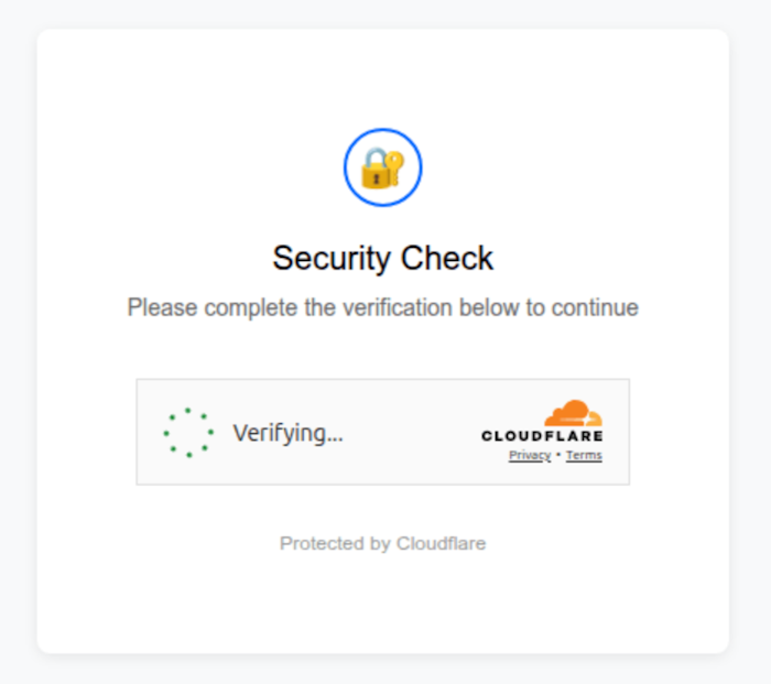 The phishing webpage uses Cloudflare turnstiles for anti-bot and anti-analysis purposes (click to enlarge)