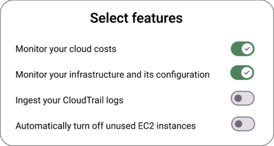 A configuration wizard allowing to selectively enable product features (click to enlarge).