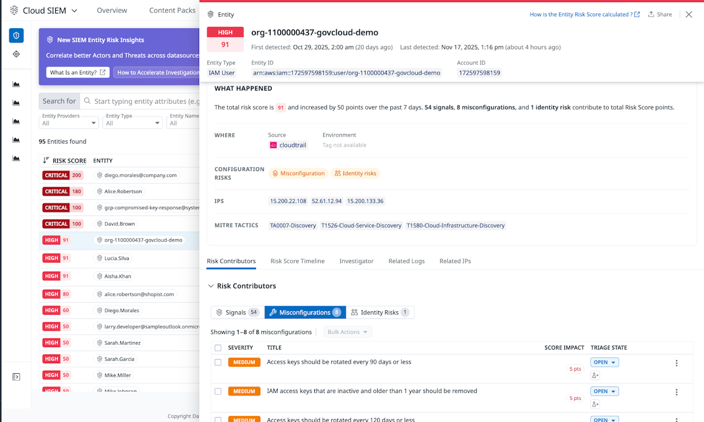 Cloud SIEM in action (click to enlarge)